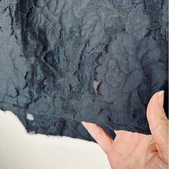 H&M Black Tiered Burnout Jacquard Weave Lace Pockets Back Zip Mini Skirt 8 - Picture 5 of 10